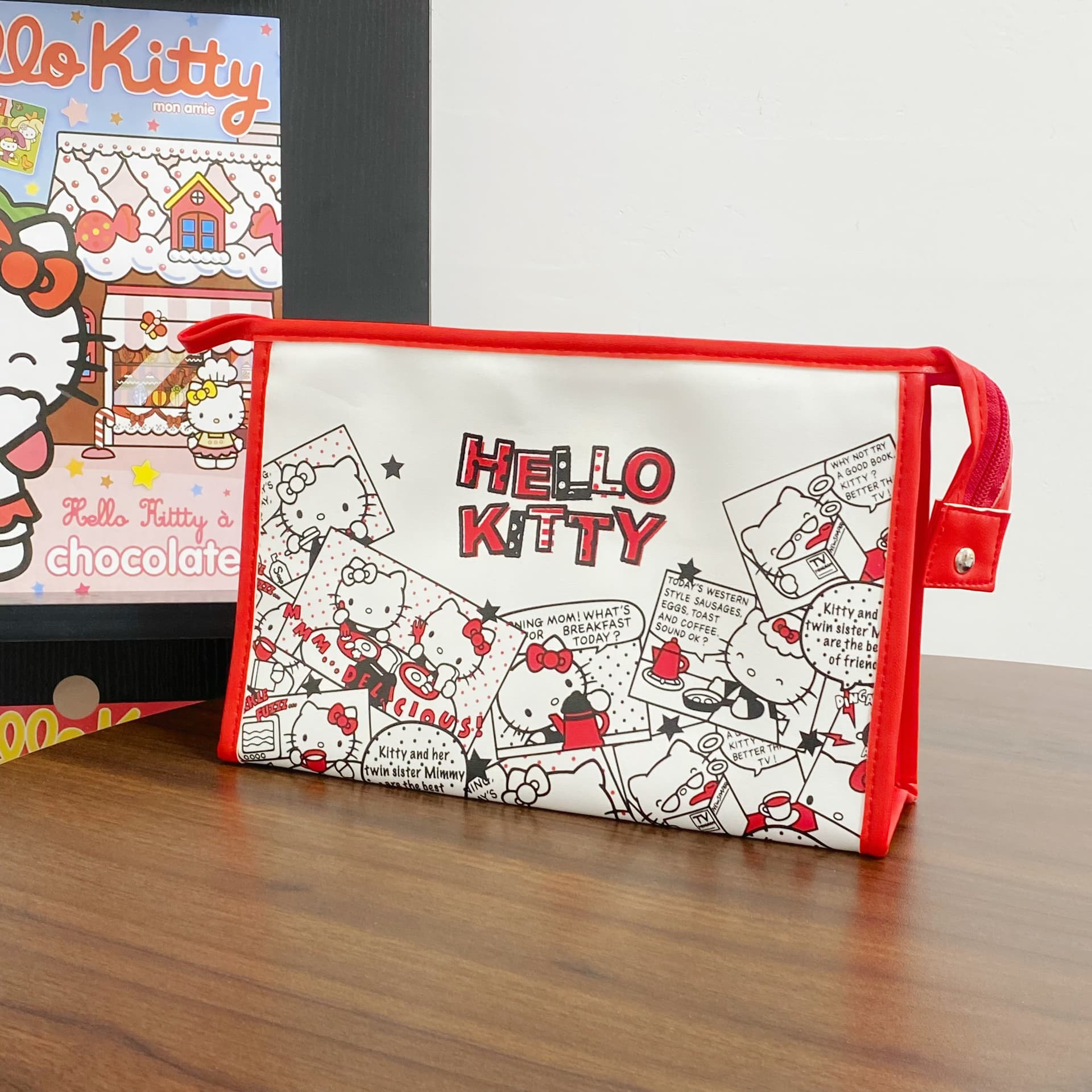 Sanrio x Hello Kitty ПУ (полиуретан) Полиуретан Дорожные органайзеры Женские Красно-белый - изображение 3