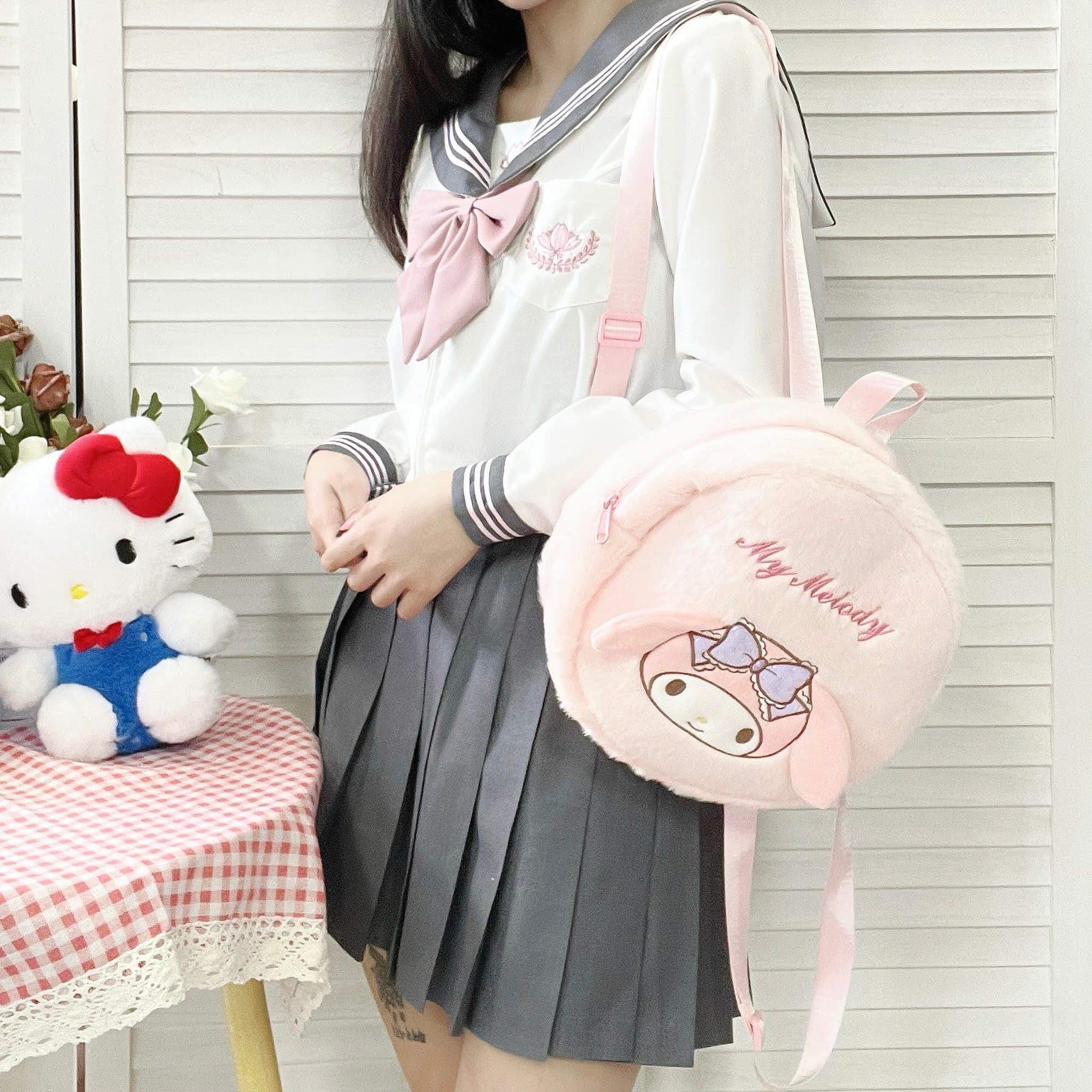 Рюкзак Санрио My Melody Полиэфирное волокно Рюкзак Унисекс Розовый - изображение 5