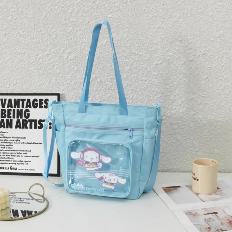 Sanrio x Ита-баги Повседневный Универсальный Модный Портативный Сумки через плечо Полиэстер Женский Мультяшный Милый Прочный Прозрачный Большой объем Косметички - изображение 3