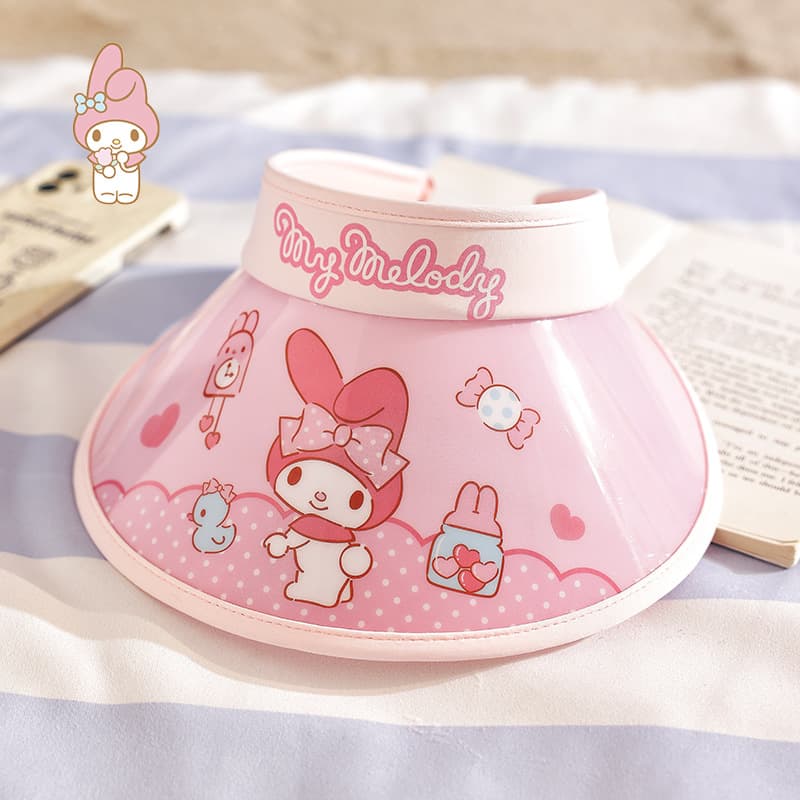 Sanrio My Melody Солнцезащитная шляпа с принтом My Melody, милый и симпатичный, стильный, универсальный, с UV-защитой, привлекательный, для школьников, 100% полиамид, детский - изображение 2