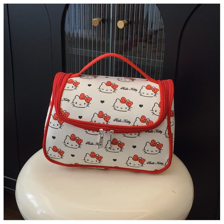 Санрио Цвет холста Makeup Bag Дорожные органайзеры Женские Красный - изображение 4