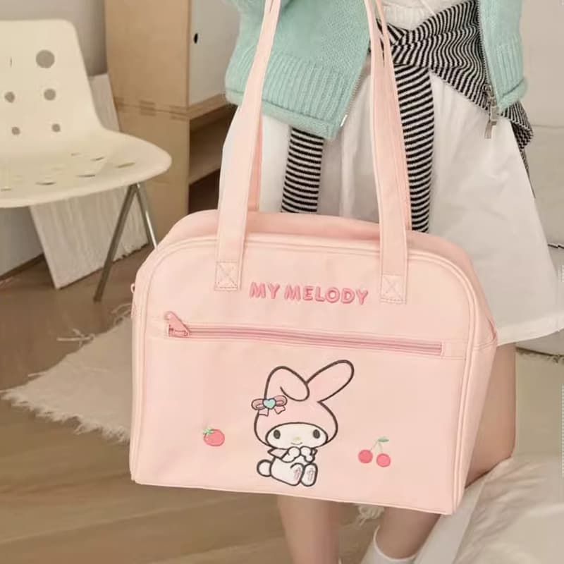 Мини-сумка Sanrio My Melody Милый и симпатичный универсальный привлекательный полиэстер сумка через плечо обычный размер женский розовый/фиолетовый - изображение 6