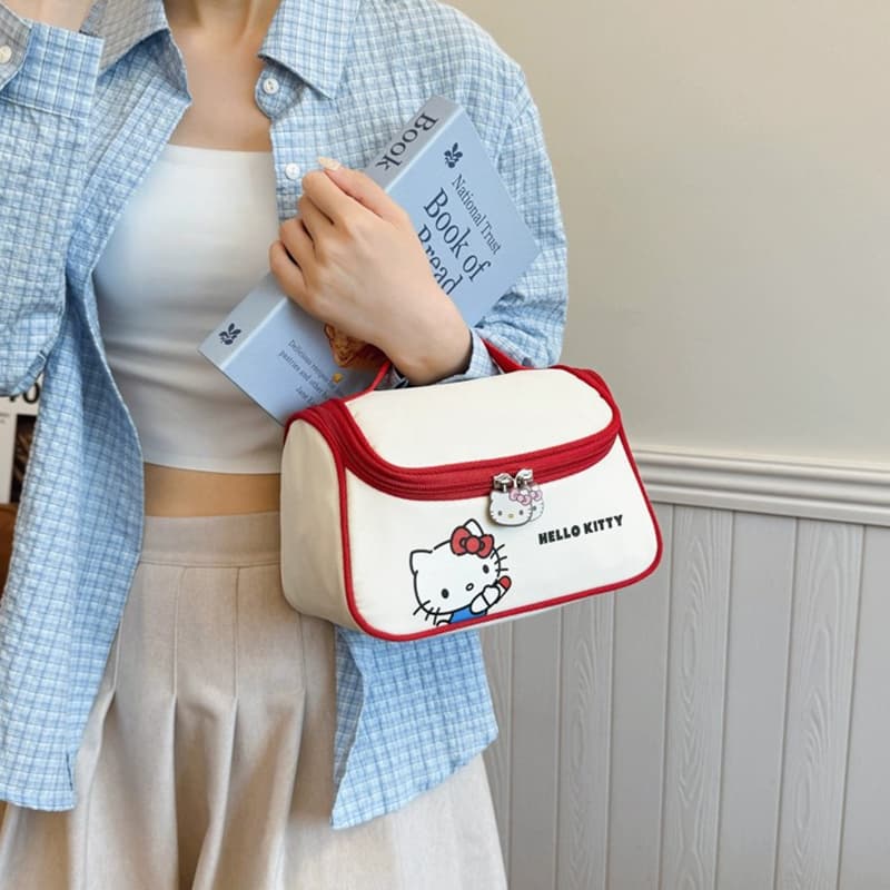 Sanrio Hello Kitty Холст Настольный Органайзер для Макияжа Путешественный Женский Красный - изображение 2