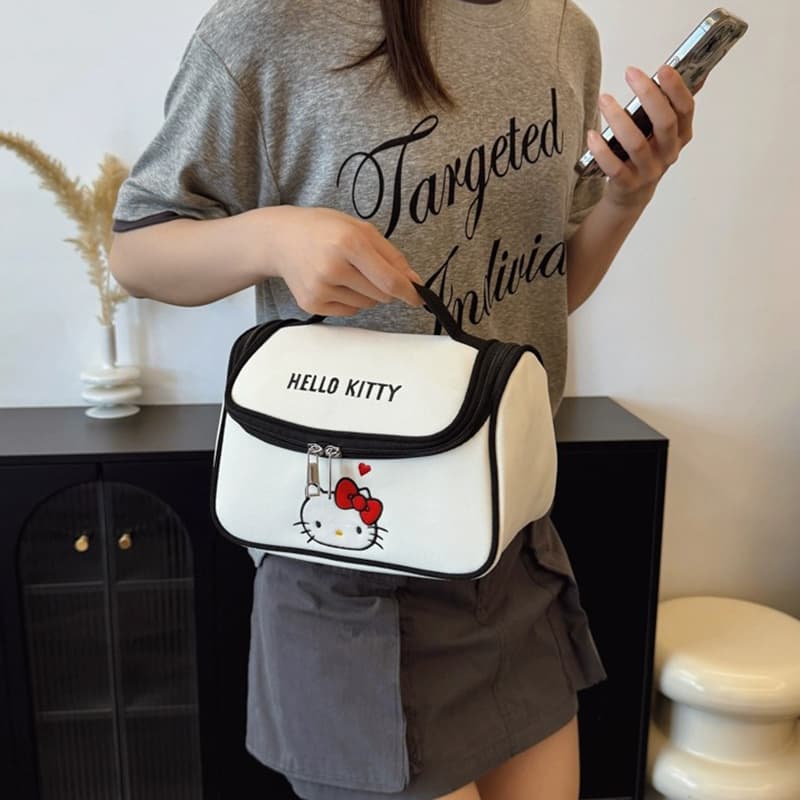 Sanrio Hello Kitty Холст Косметичка Настольный Органайзер для Путешествий Женская Белая - изображение 2