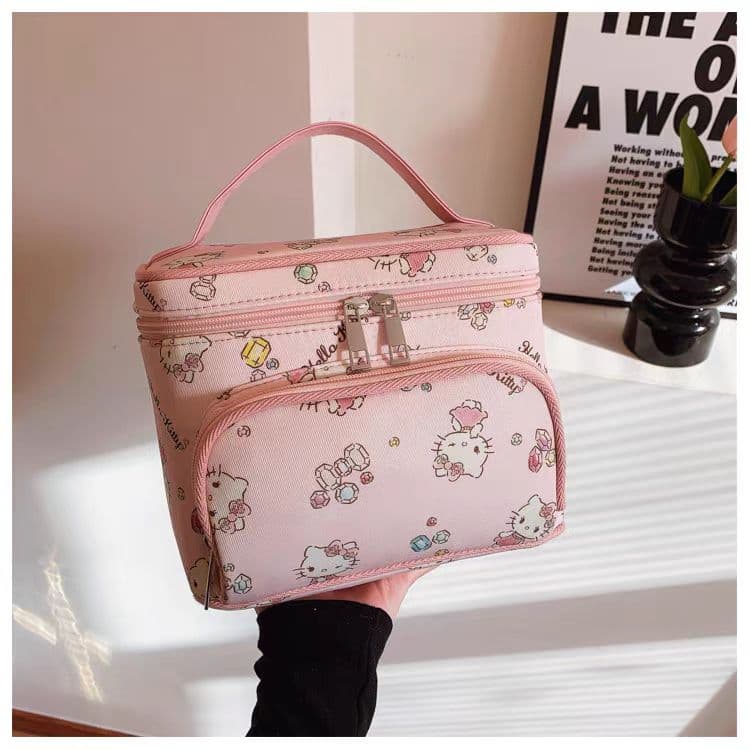 Sanrio Hello Kitty Холщовая косметичка для макияжа Женская Розовая - изображение 4