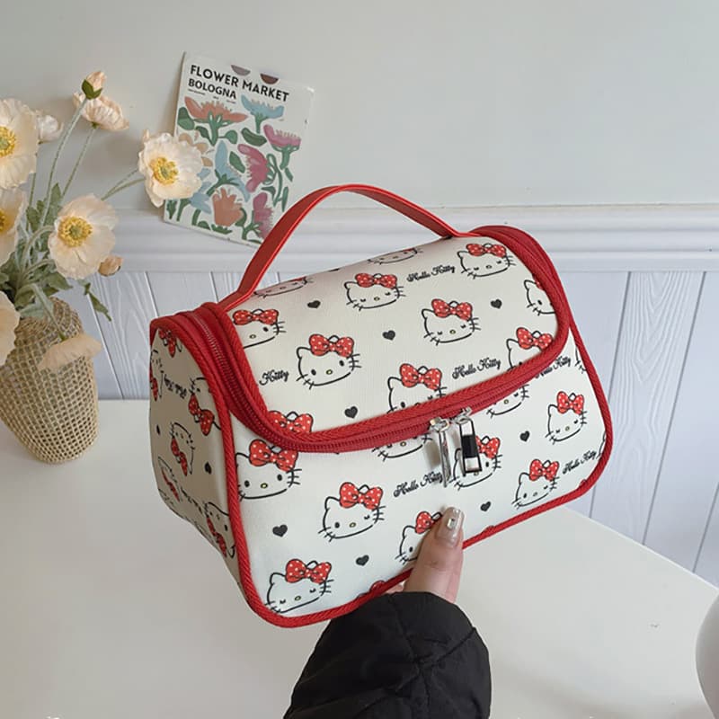 Санрио Цвет холста Makeup Bag Дорожные органайзеры Женские Красный - изображение 3