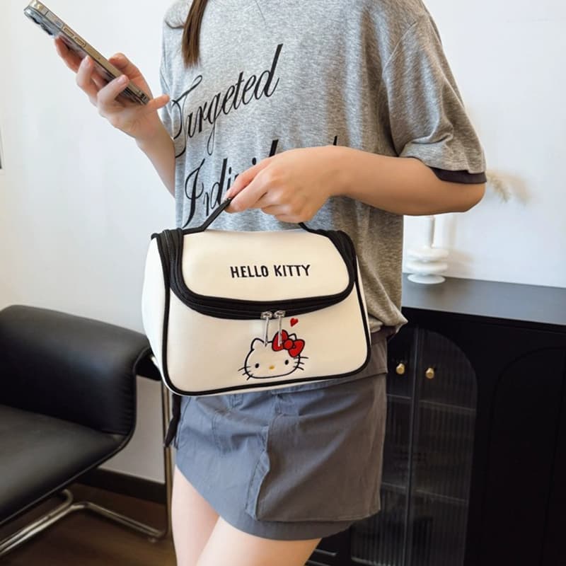 Sanrio Hello Kitty Холст Косметичка Настольный Органайзер для Путешествий Женская Белая - изображение 4