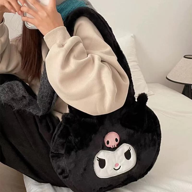 Мини-сумка Sanrio Kurumi Полиэстеровая Сумка через плечо Стандартная Женская Черная - изображение 4