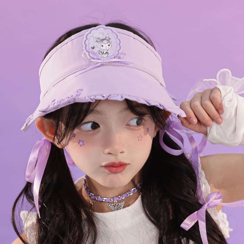 Sanrio x Куроми Бейсболка с бантом, милый и симпатичный, солнцезащитный, 95% полиэстер, 5% эластан, детский - изображение 5