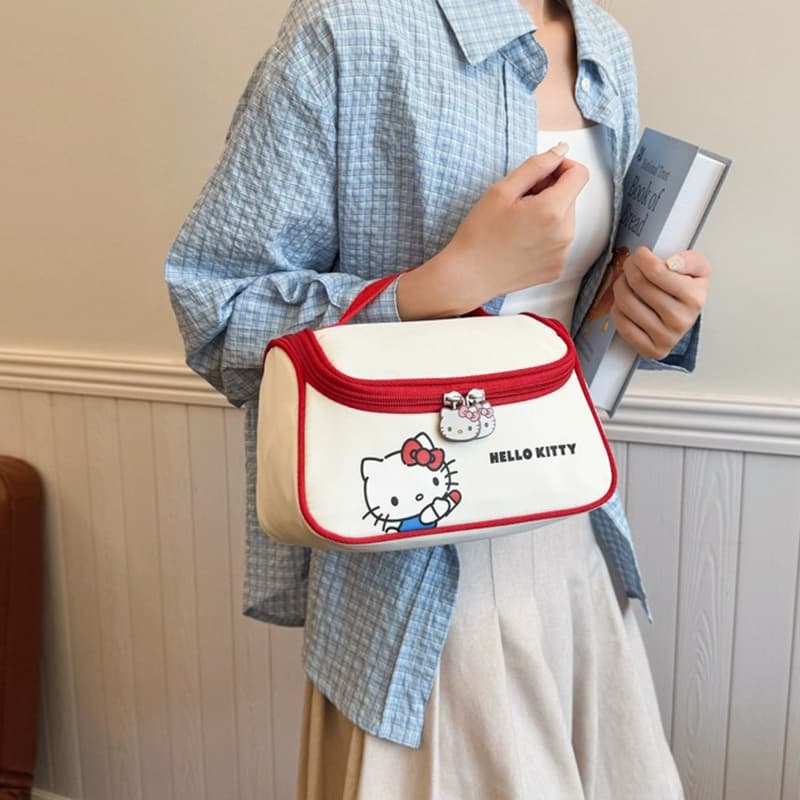 Sanrio Hello Kitty Холст Настольный Органайзер для Макияжа Путешественный Женский Красный - изображение 3