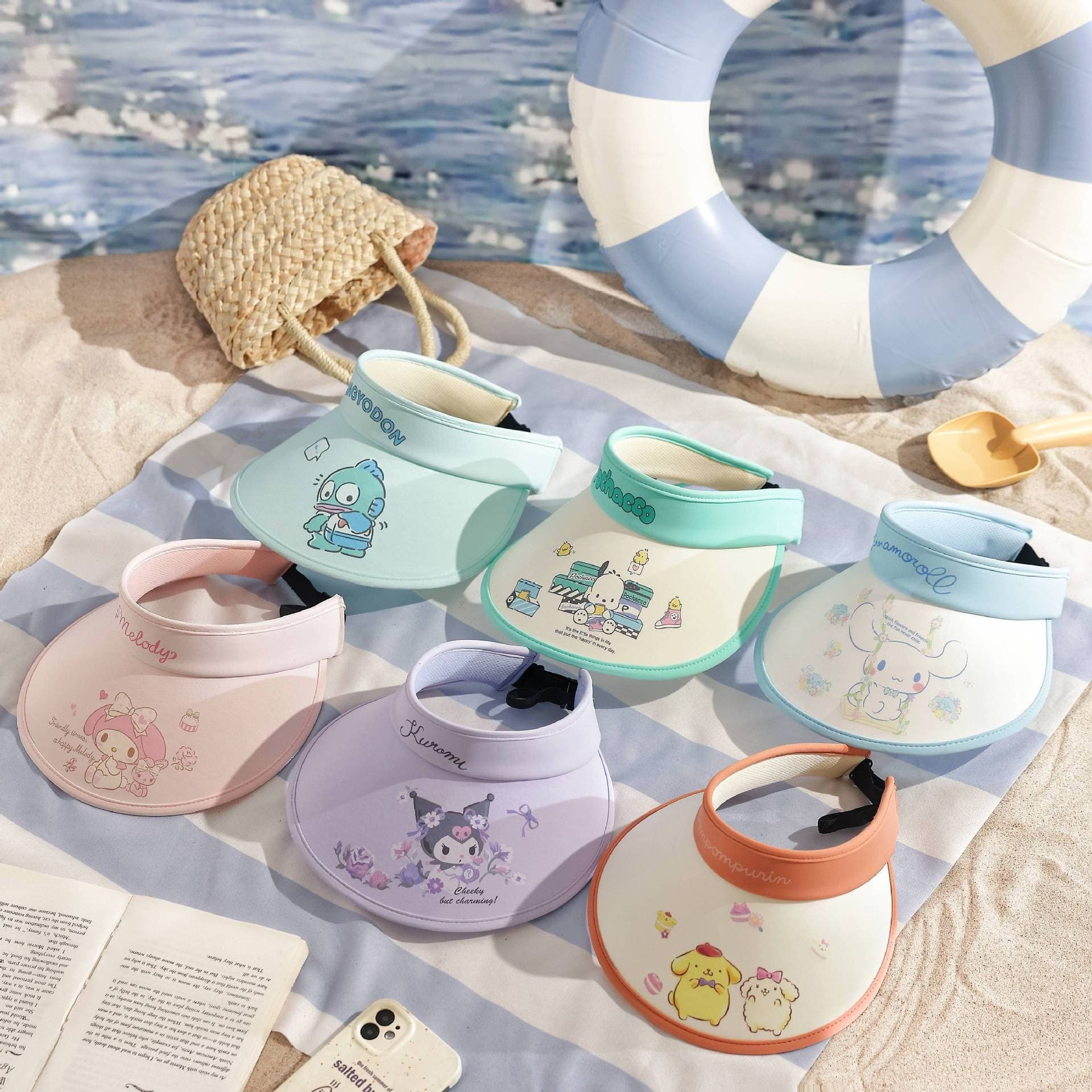 Sanrio x Cinnamoroll Шляпа с принтом Cinnamoroll, милый и симпатичный, стильный, универсальный, с UV-защитой, 100% полиамид, детский - изображение 3