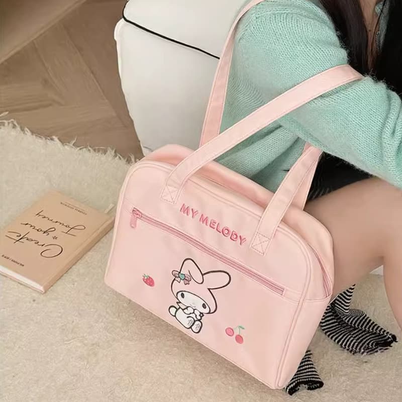 Мини-сумка Sanrio My Melody Милый и симпатичный универсальный привлекательный полиэстер сумка через плечо обычный размер женский розовый/фиолетовый - изображение 5