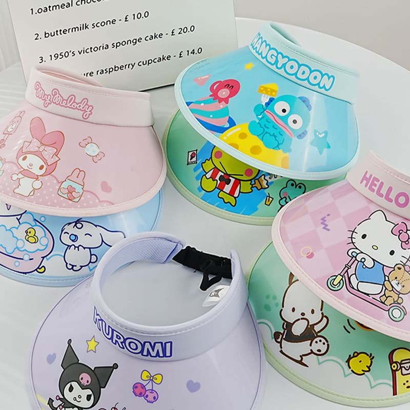 Sanrio My Melody Солнцезащитная шляпа с принтом My Melody, милый и симпатичный, стильный, универсальный, с UV-защитой, привлекательный, для школьников, 100% полиамид, детский - изображение 4