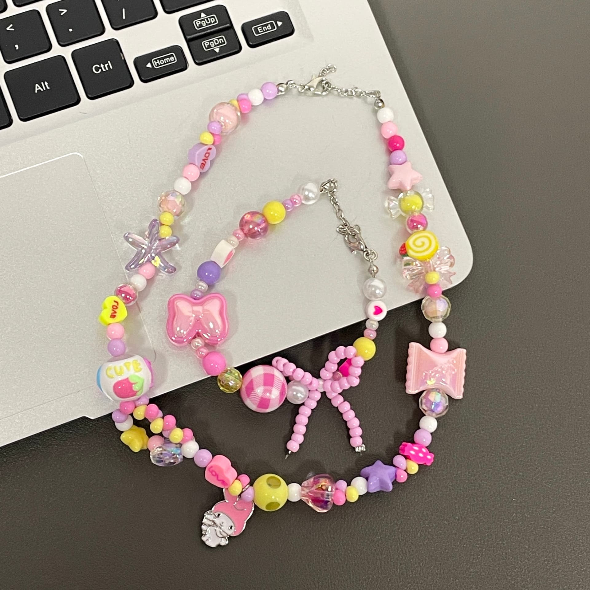 Ожерелье Санрио My Melody Акрил Цепочки и ожерелья Женские Мультяшный Бусины - изображение 2
