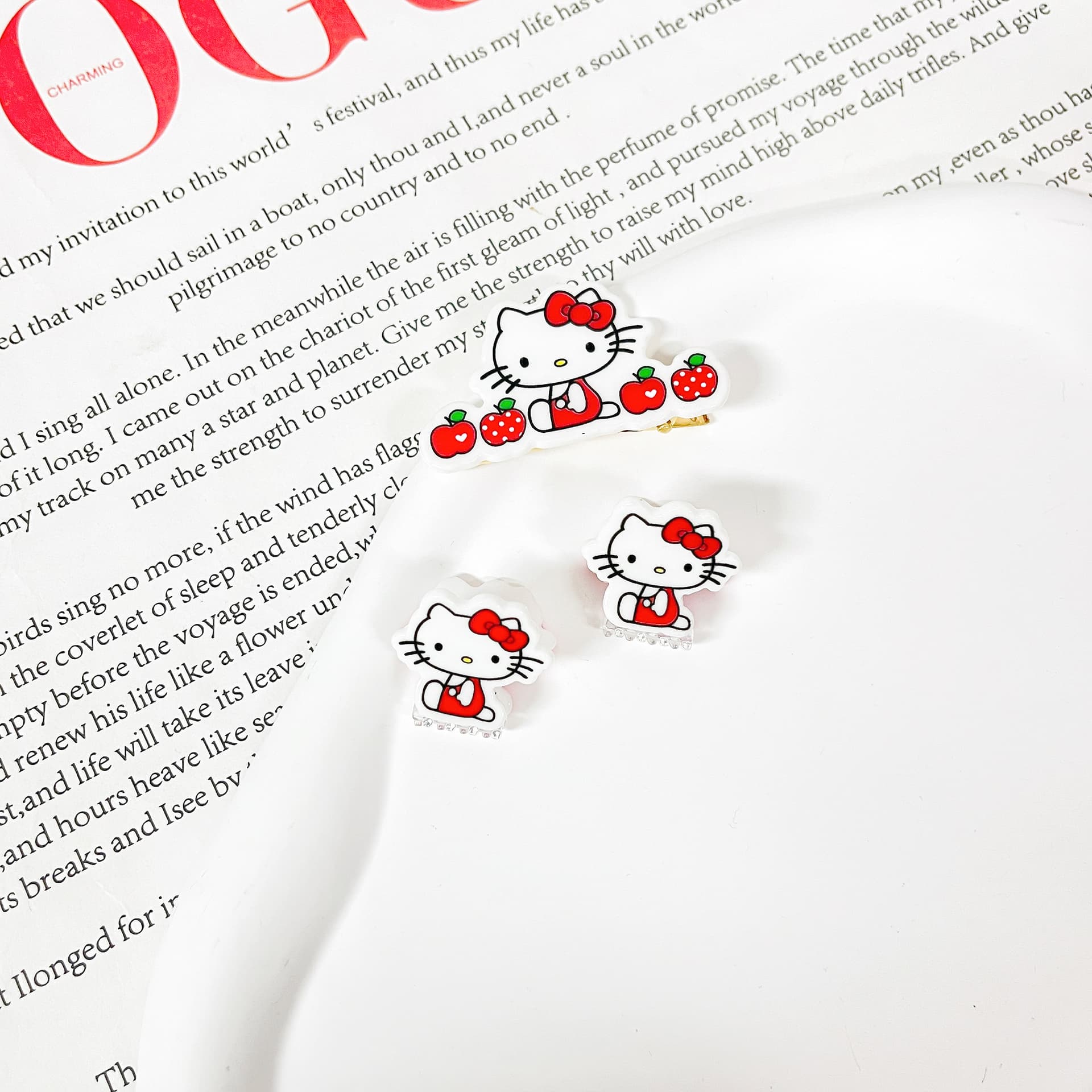Заколка Sanrio Хелло Китти Набор из 3 заколок Милый и симпатичный Акриловые заколки для волос - изображение 5