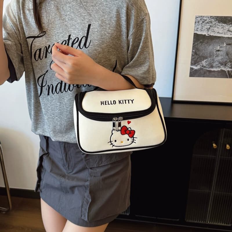 Sanrio Hello Kitty Холст Косметичка Настольный Органайзер для Путешествий Женская Белая - изображение 5