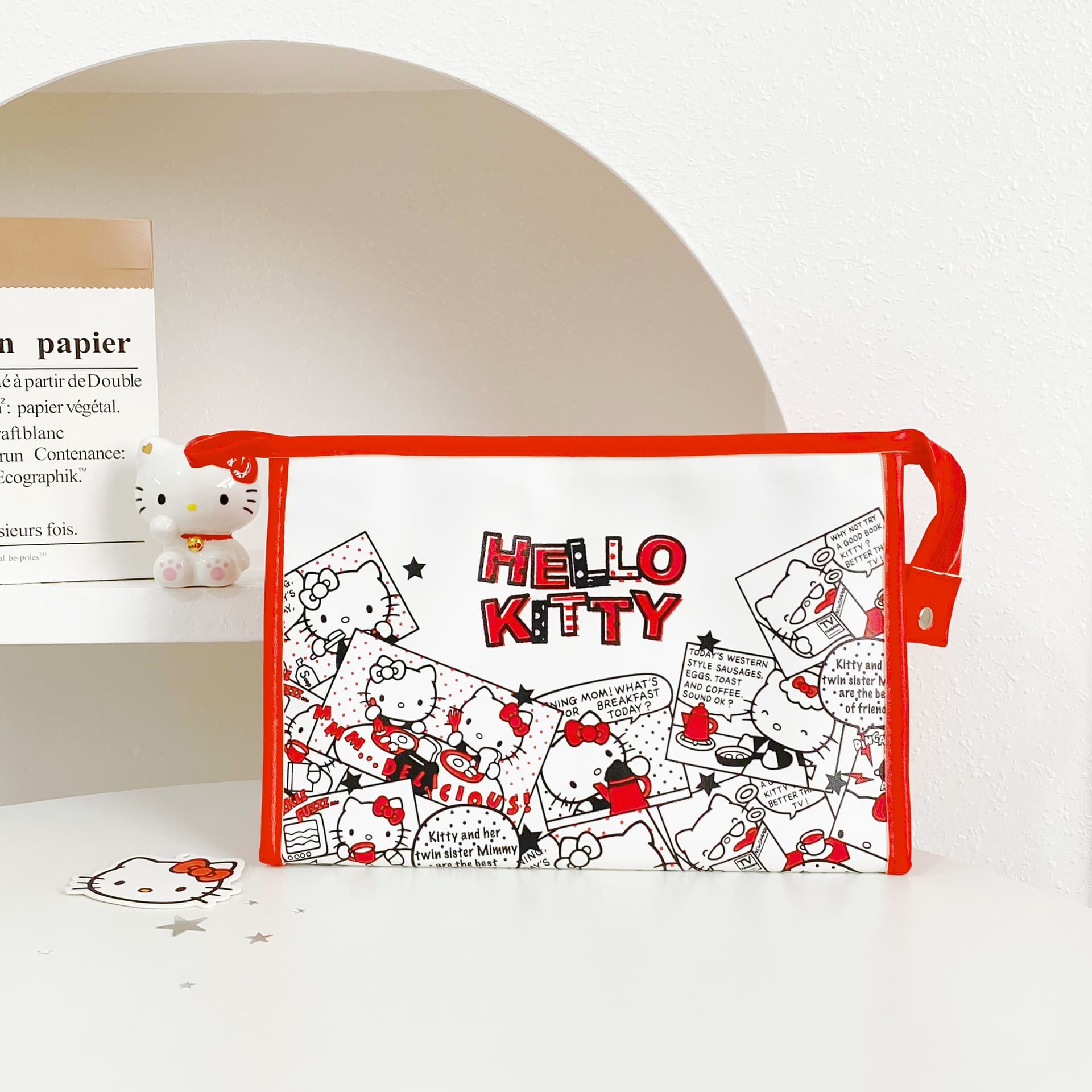 Sanrio x Hello Kitty ПУ (полиуретан) Полиуретан Дорожные органайзеры Женские Красно-белый - изображение 2