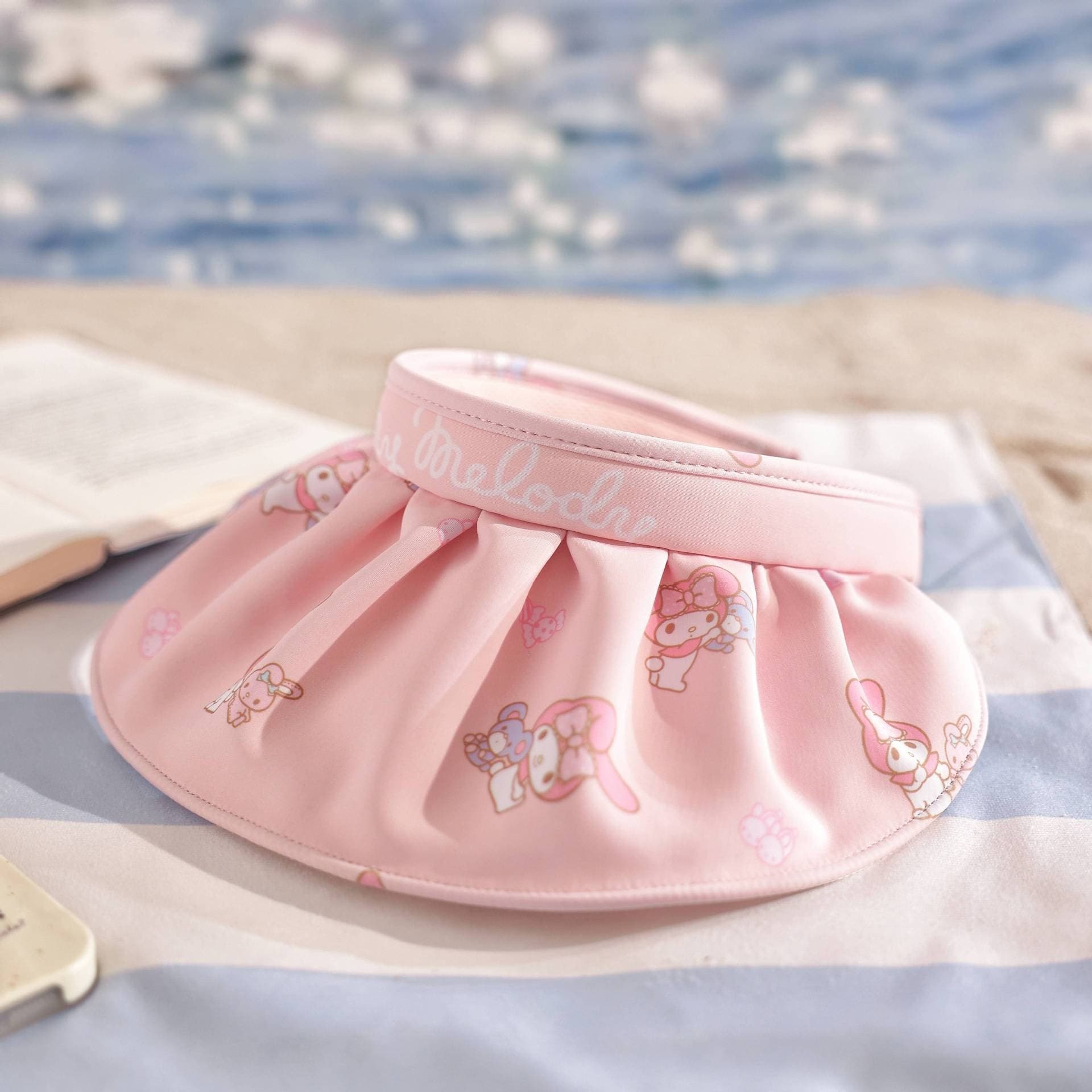Sanrio My Melody Солнцезащитная шляпа с принтом, милый и симпатичный, для школьников, 95% полиэстер, 5% эластан - изображение 3