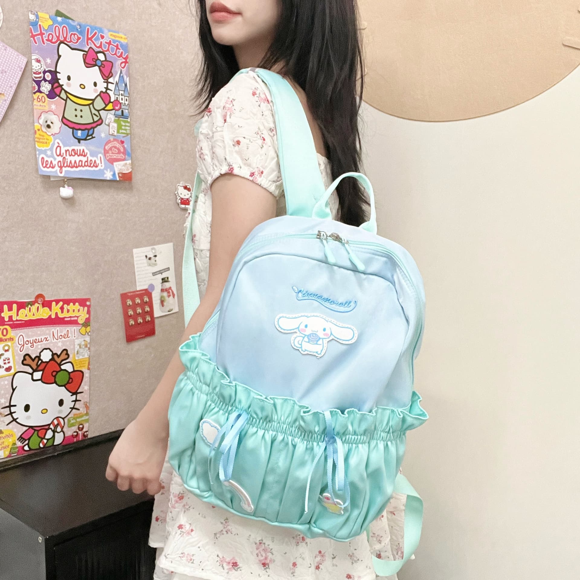 Рюкзак Sanrio Cinnamoroll Полиэстер Рюкзак Женский Синий - изображение 5
