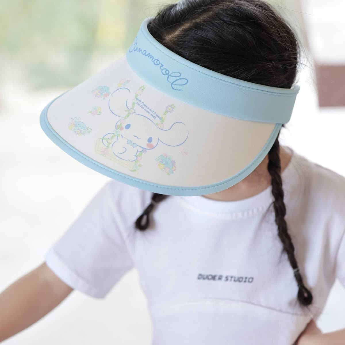 Sanrio x Cinnamoroll Шляпа с принтом Cinnamoroll, милый и симпатичный, стильный, универсальный, с UV-защитой, 100% полиамид, детский - изображение 4