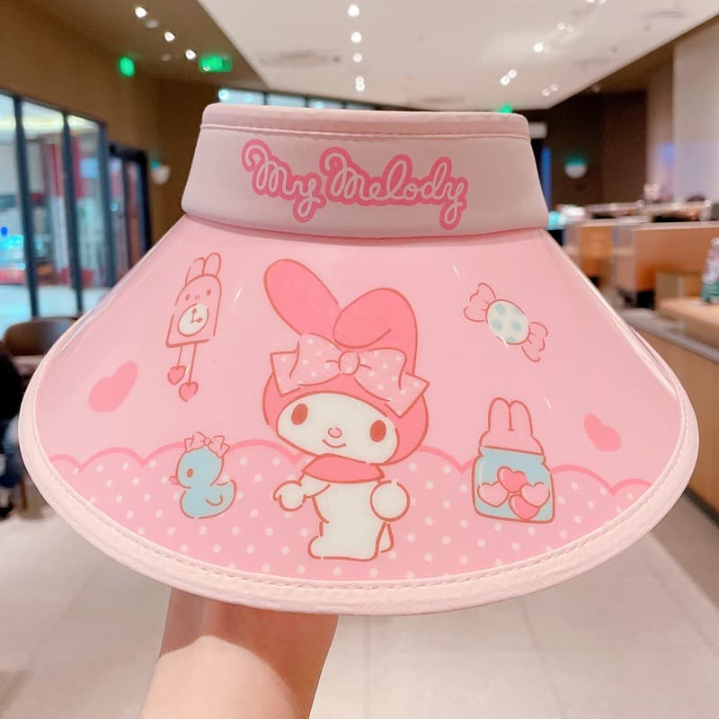 Sanrio My Melody Солнцезащитная шляпа с принтом My Melody, милый и симпатичный, стильный, универсальный, с UV-защитой, привлекательный, для школьников, 100% полиамид, детский - изображение 3