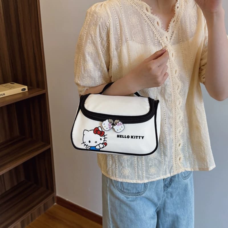 Sanrio Hello Kitty Холст Путешественный Сумка для хранения Женская Белый Черный - изображение 2