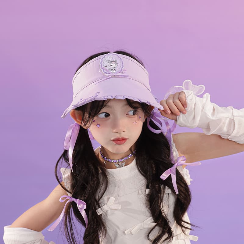 Sanrio x Куроми Бейсболка с бантом, милый и симпатичный, солнцезащитный, 95% полиэстер, 5% эластан, детский - изображение 3