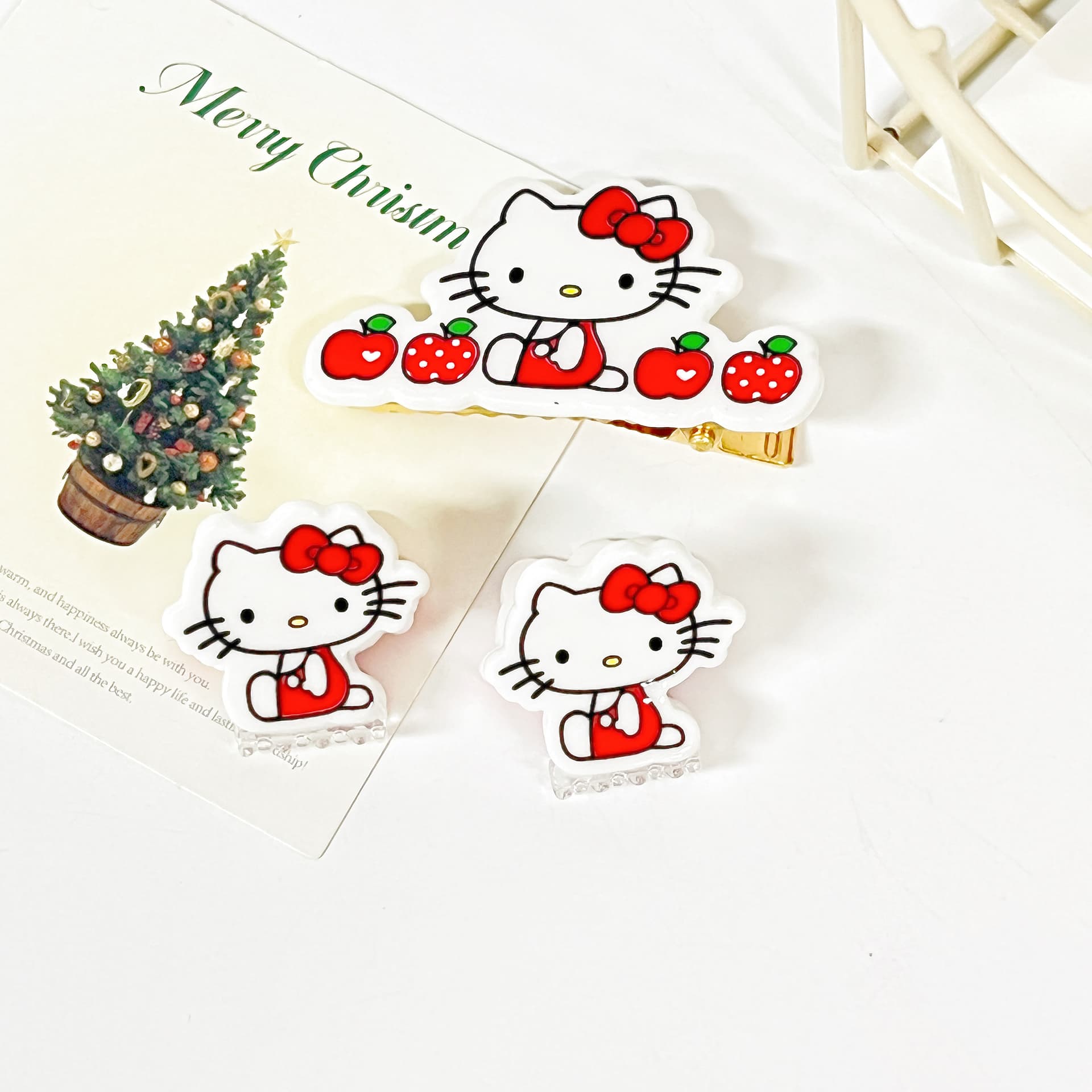 Заколка Sanrio Хелло Китти Набор из 3 заколок Милый и симпатичный Акриловые заколки для волос - изображение 4
