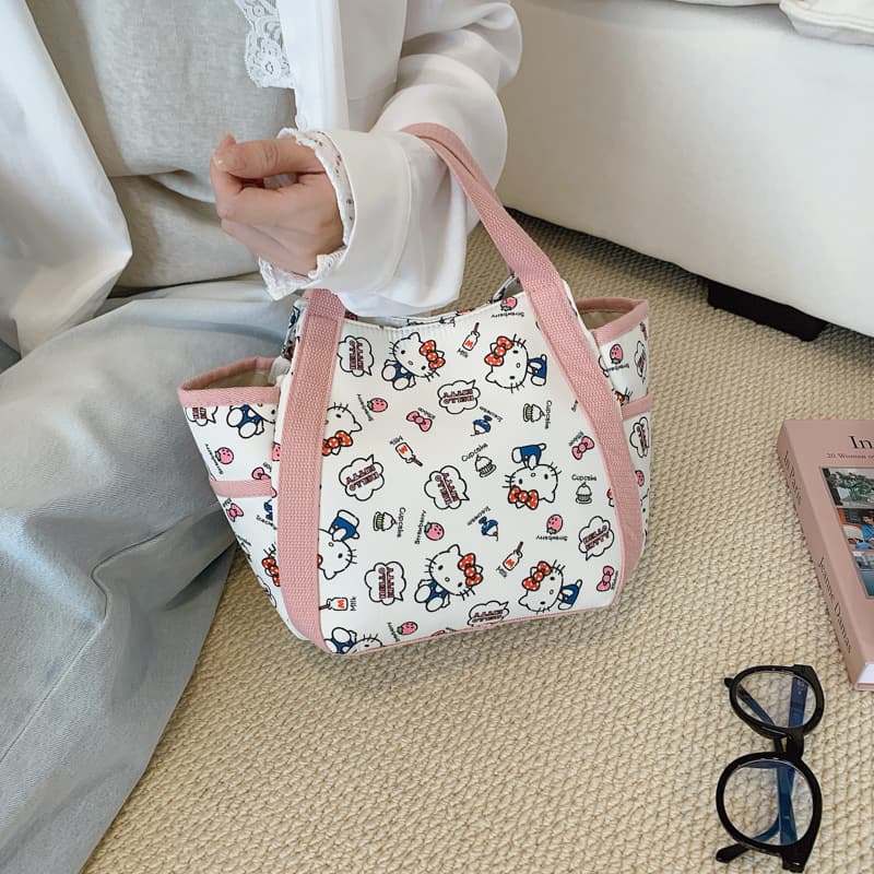 Сумка Sanrio Hello Kitty Холст Сумка Стандартная Женская Розовая Белая - изображение 5