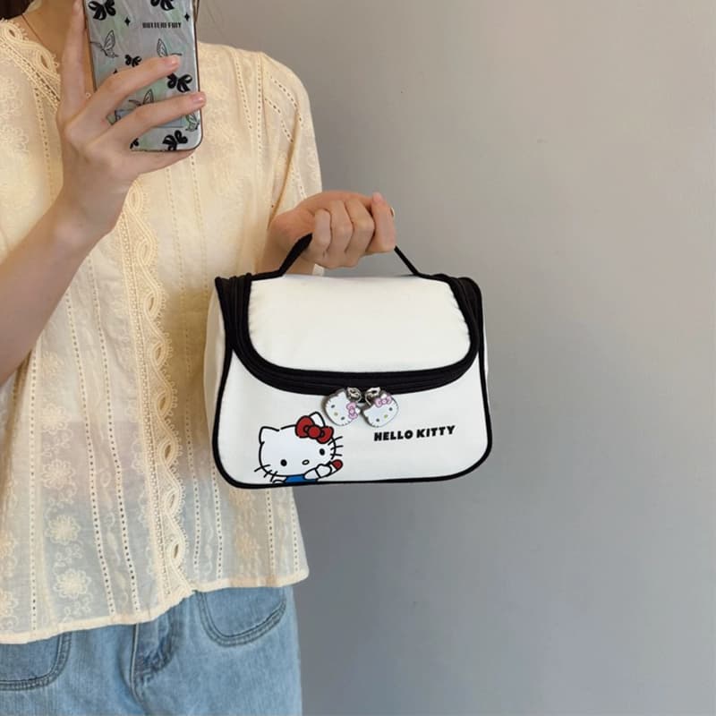 Sanrio Hello Kitty Холст Путешественный Сумка для хранения Женская Белый Черный - изображение 3