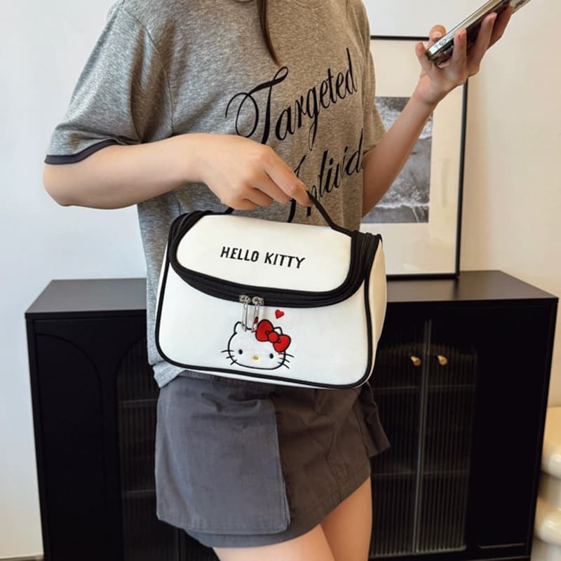 Sanrio Hello Kitty Холст Косметичка Настольный Органайзер для Путешествий Женская Белая - изображение 3