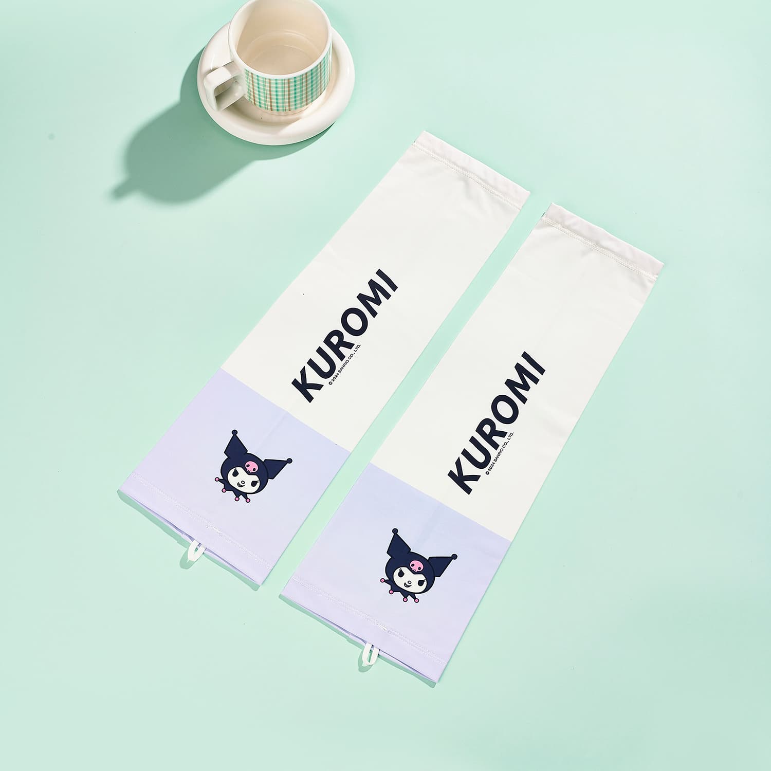 Sanrio x Куроми Мультяшный рисунок Большой размер головы Дышащий Солнцезащитный Милый и симпатичный Универсальный Путешествие Экстра свободный Легкий UV-защита 95% полиэстер, 5% эластан Нарукавники с UV-защитой Унисекс Парный - изображение 2