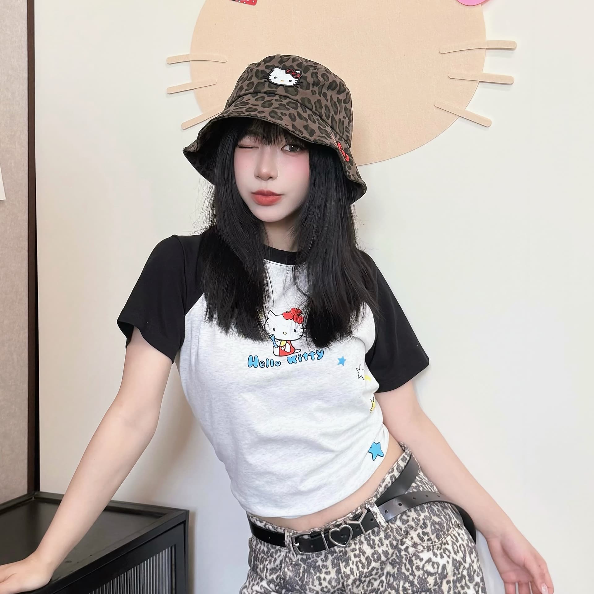 Панама Sanrio x Hello Kitty Вязаные Панамы из хлопка Женские - изображение 2