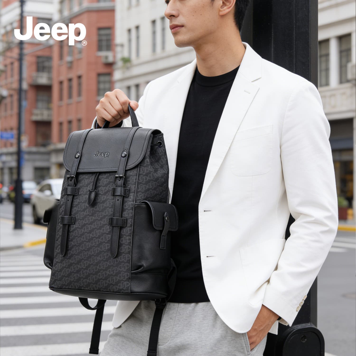 Рюкзак Рюкзак Jeep из ПВХ унисекс монограмма - изображение 8