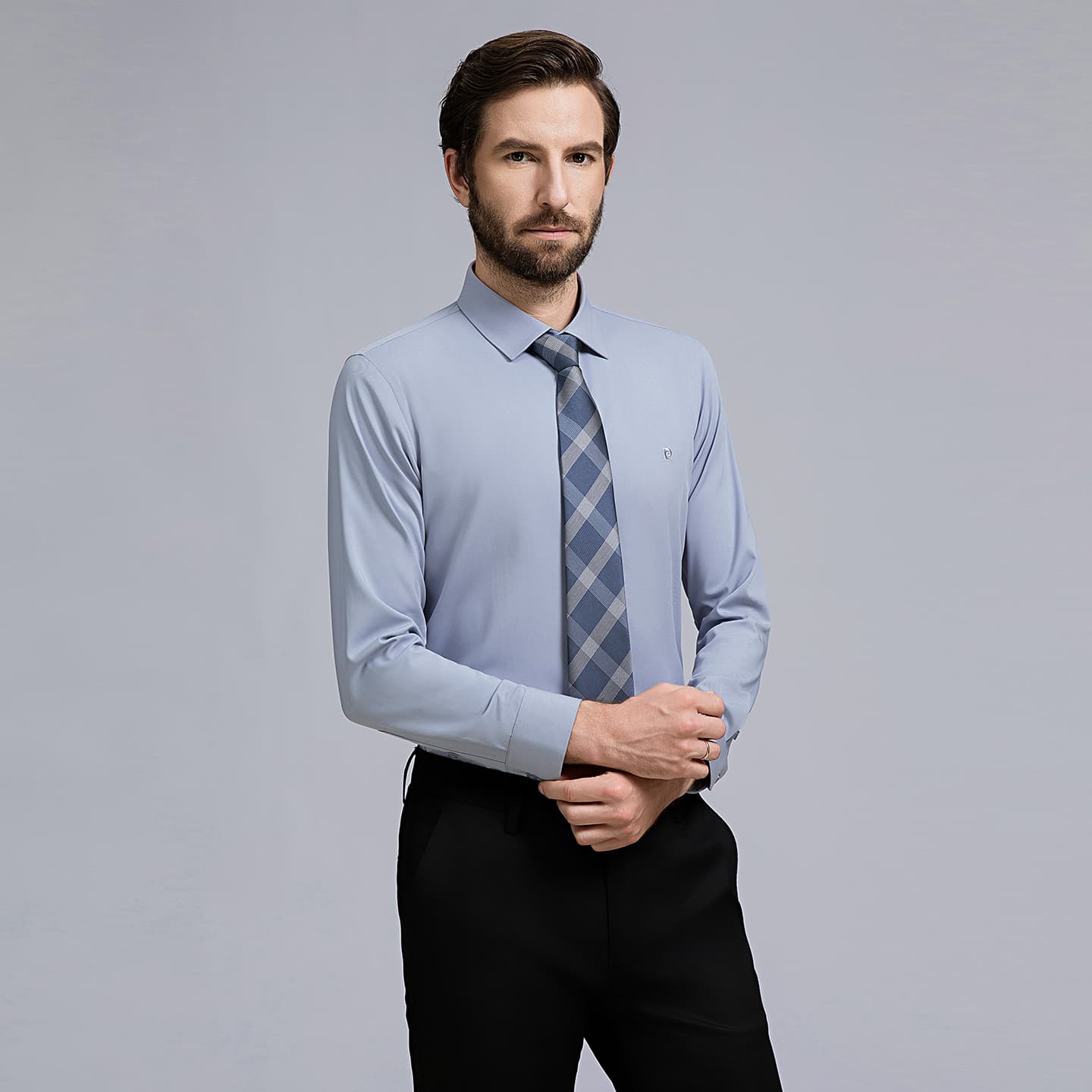 Рубашка PIERRE CARDIN Серые Мужские Рубашки - изображение 4