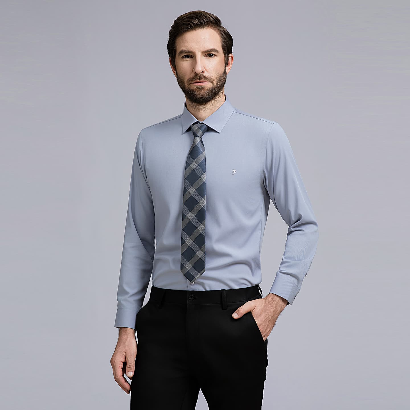 Рубашка PIERRE CARDIN Серые Мужские Рубашки - изображение 2