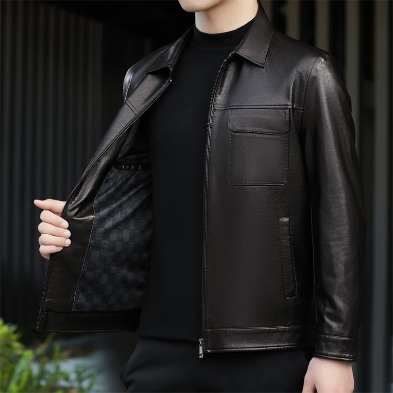 Кожаная куртки PIERRE CARDIN Мужская кожаная куртка - изображение 5