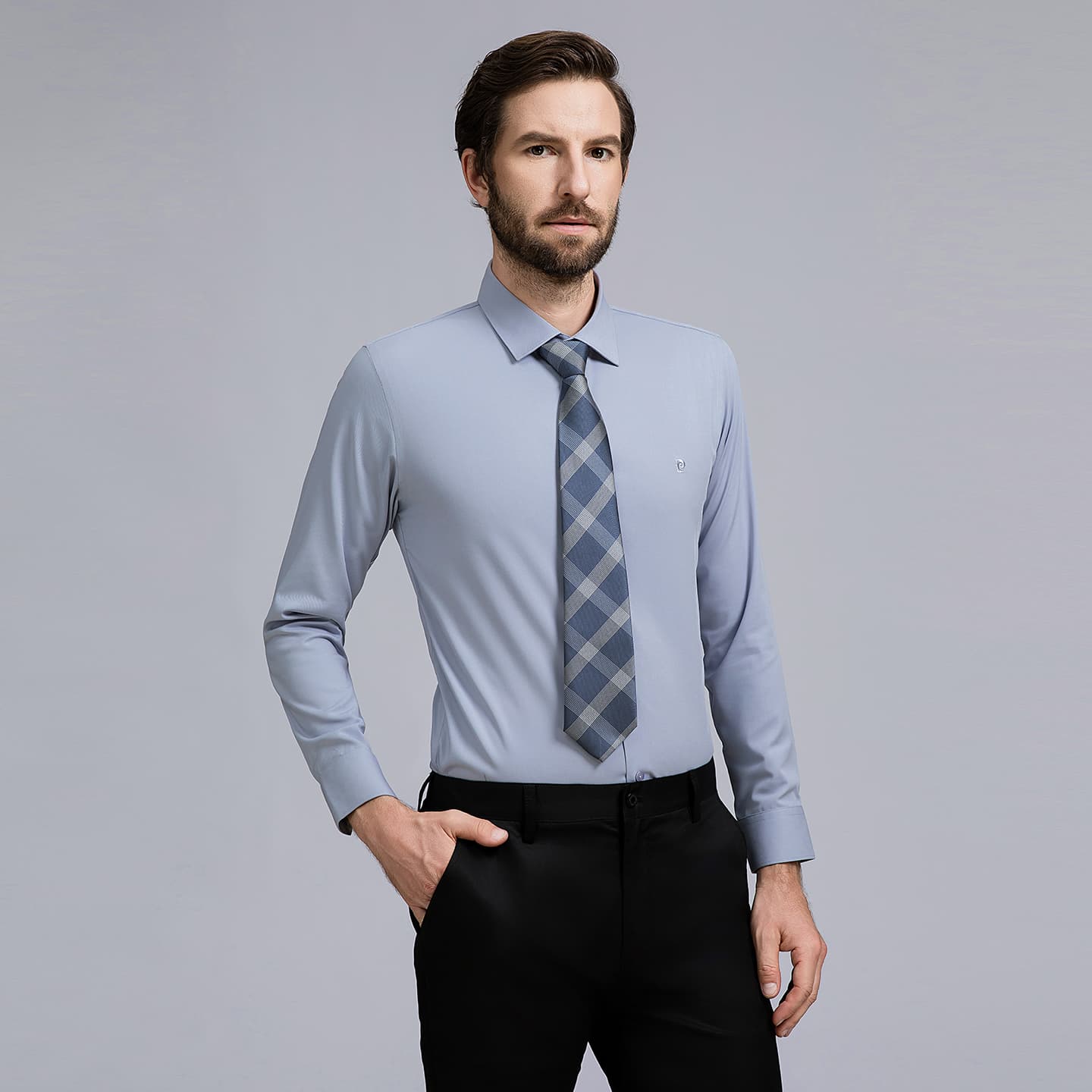 Рубашка PIERRE CARDIN Серые Мужские Рубашки - изображение 3
