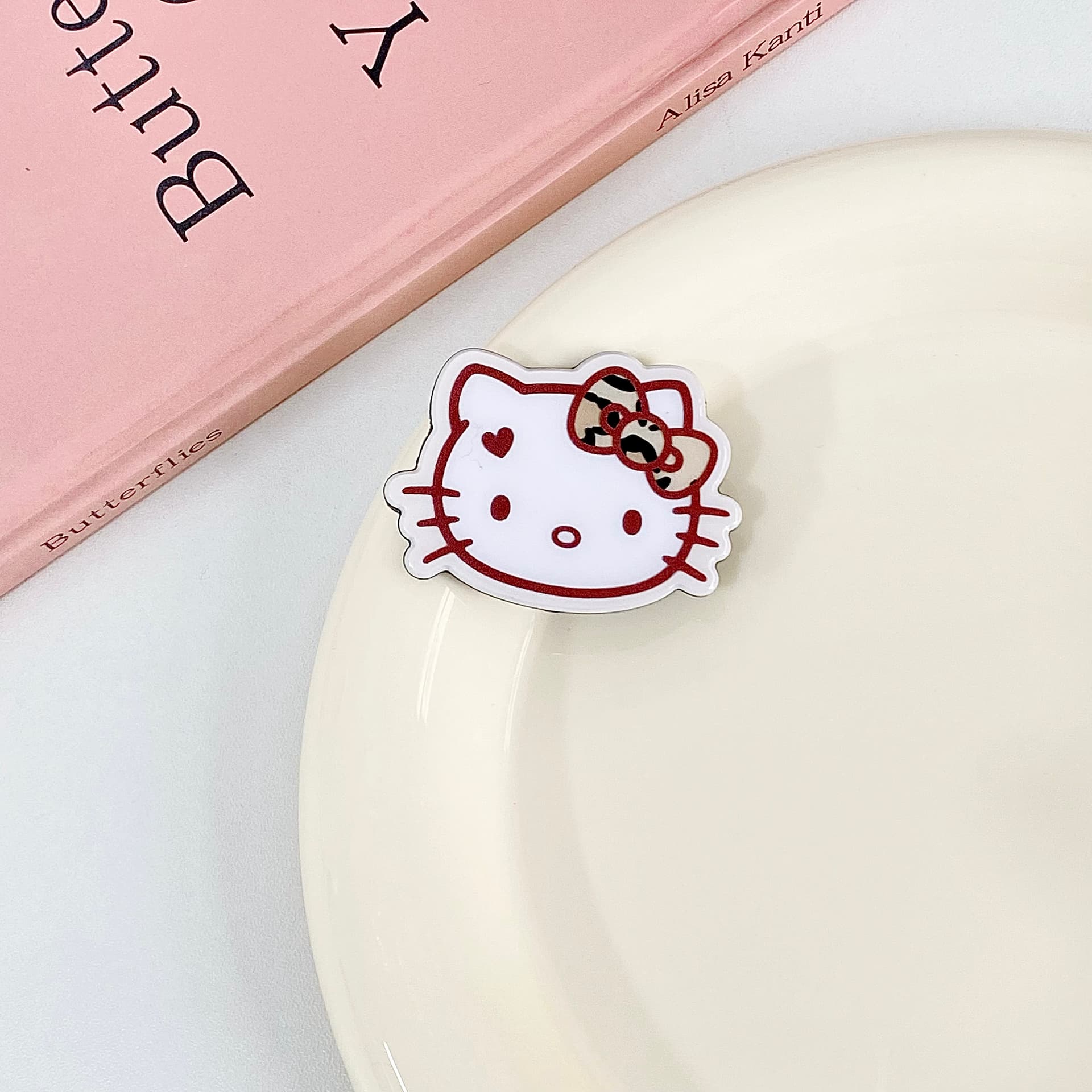Заколка Sanrio Hello Kitty Леопардовый принт Кофейный Бант Мультяшный рисунок Заколка для волос - изображение 4