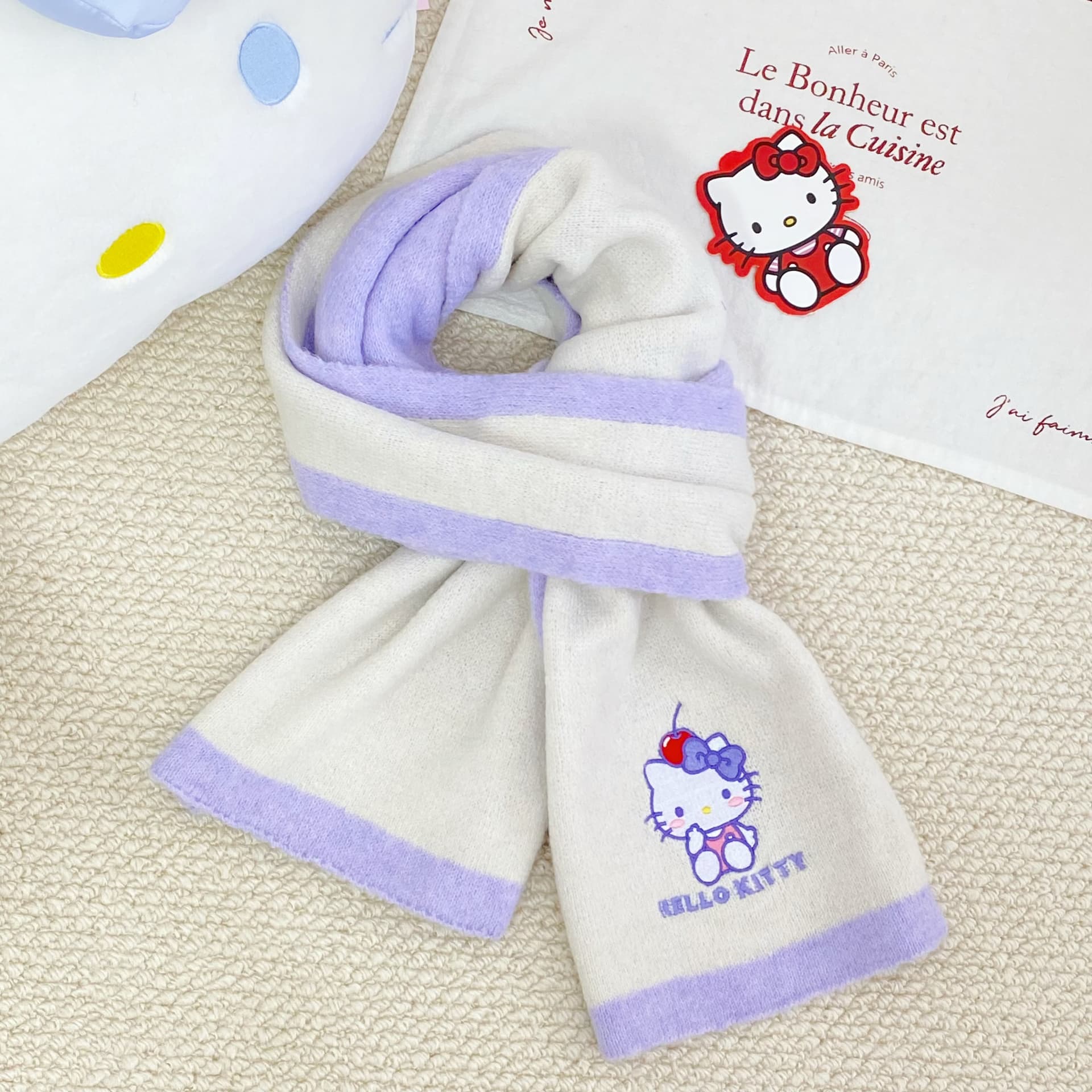 Шарф Sanrio Hello Kitty Вязаные шарфы из смешанной шерсти для женщин - изображение 4