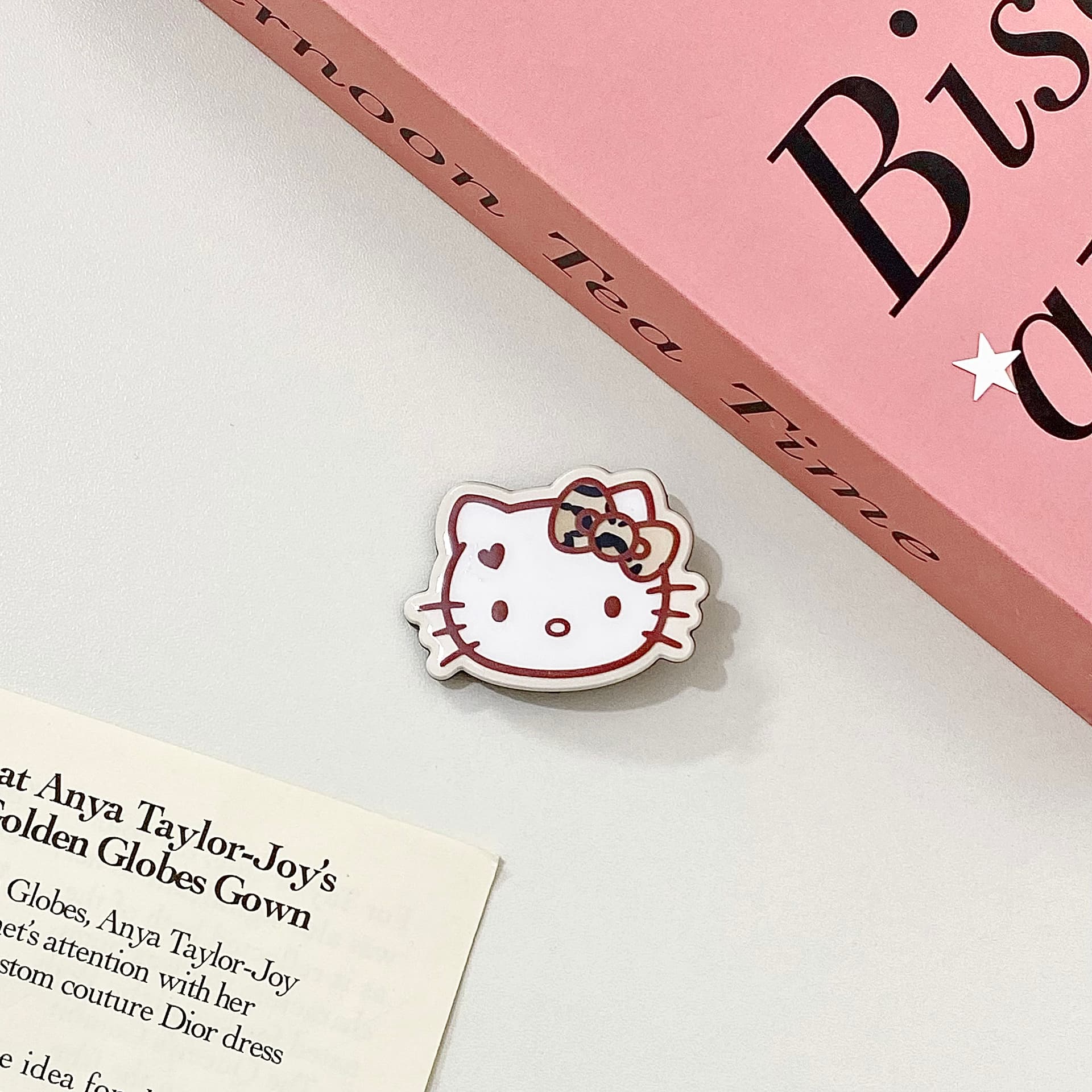 Заколка Sanrio Hello Kitty Леопардовый принт Кофейный Бант Мультяшный рисунок Заколка для волос - изображение 2