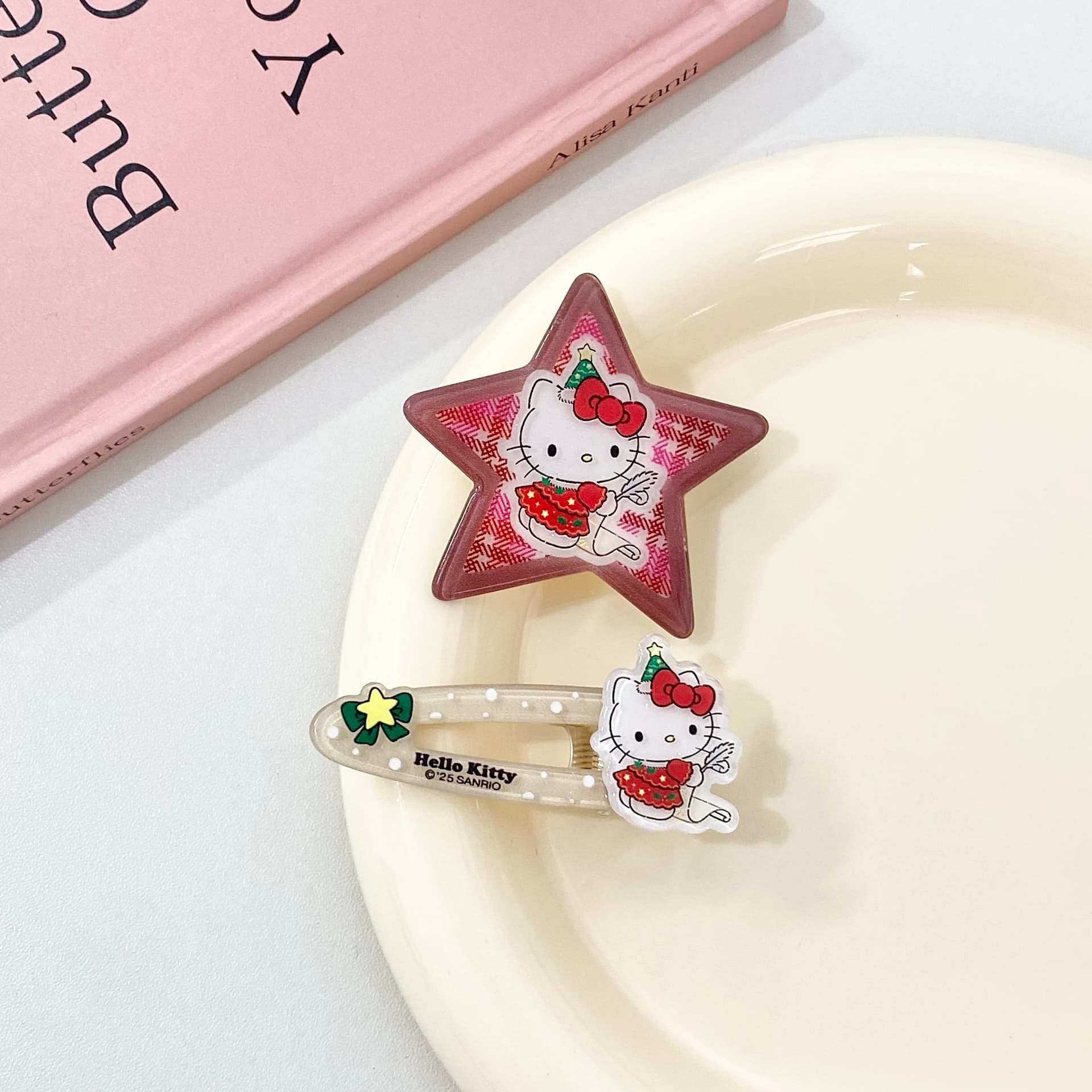 Заколка Sanrio Hello Kitty Мультяшный рисунок Милый и симпатичный Заколка для волос Акрил Женский - изображение 2