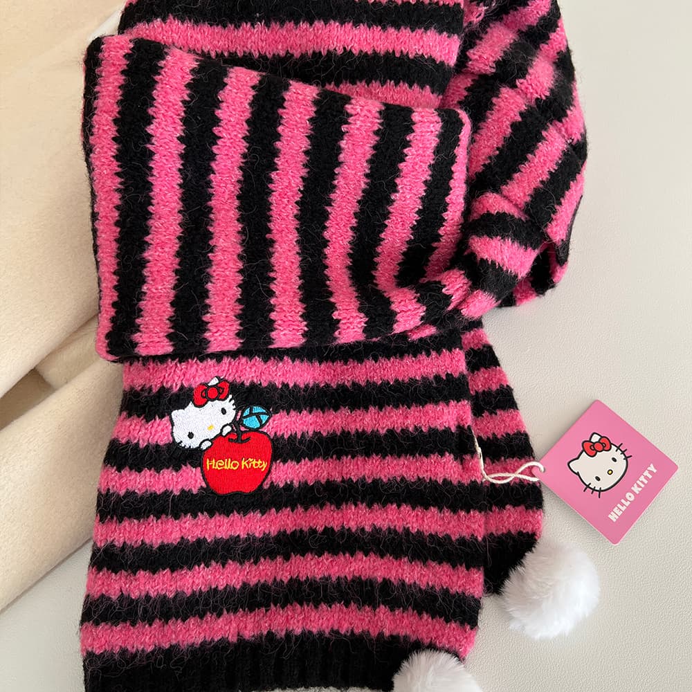 Шарф Sanrio Hello Kitty Вязаные шарфы из смешанной шерсти для женщин - изображение 2