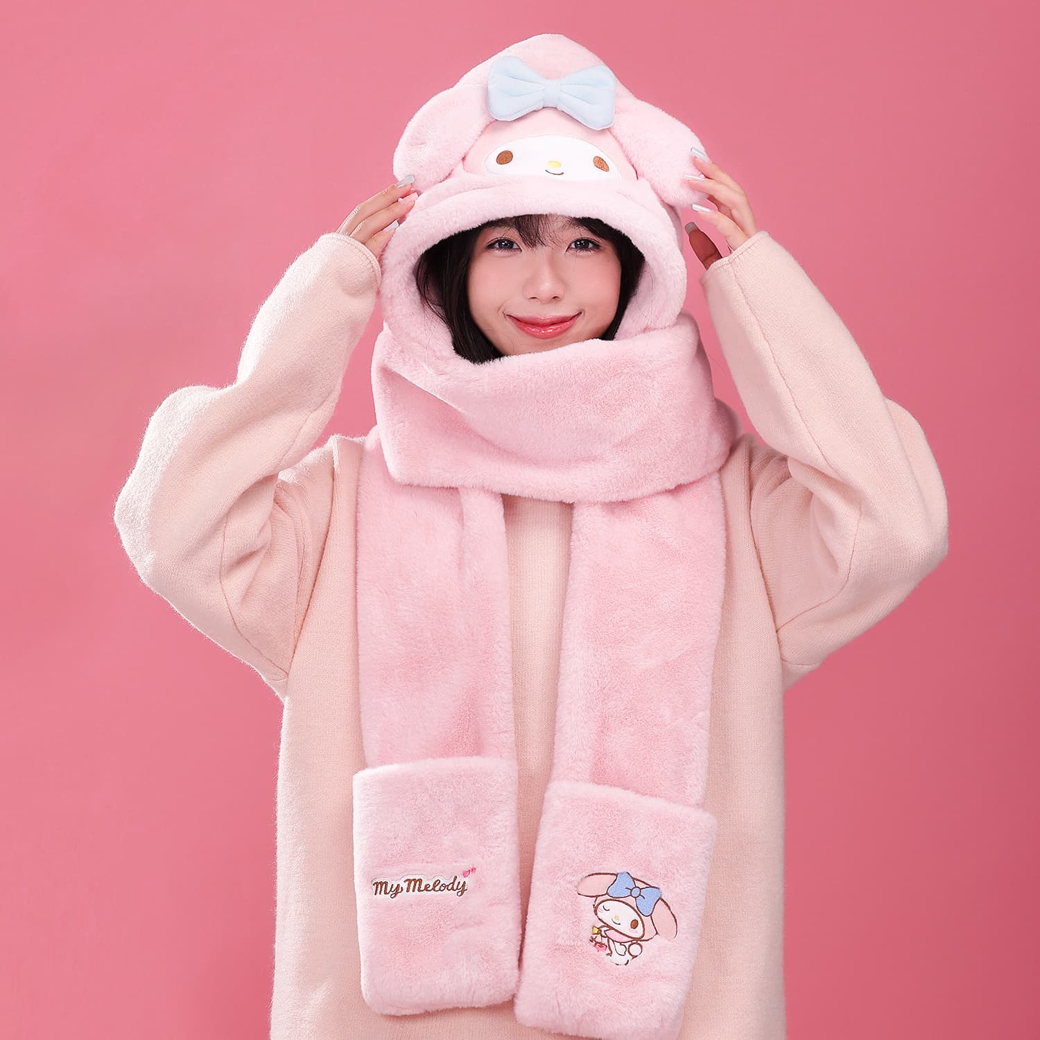 Sanrio My Melody Полиэстер Волокно Капюшоны и Плюшевые Шапки Унисекс - изображение 4