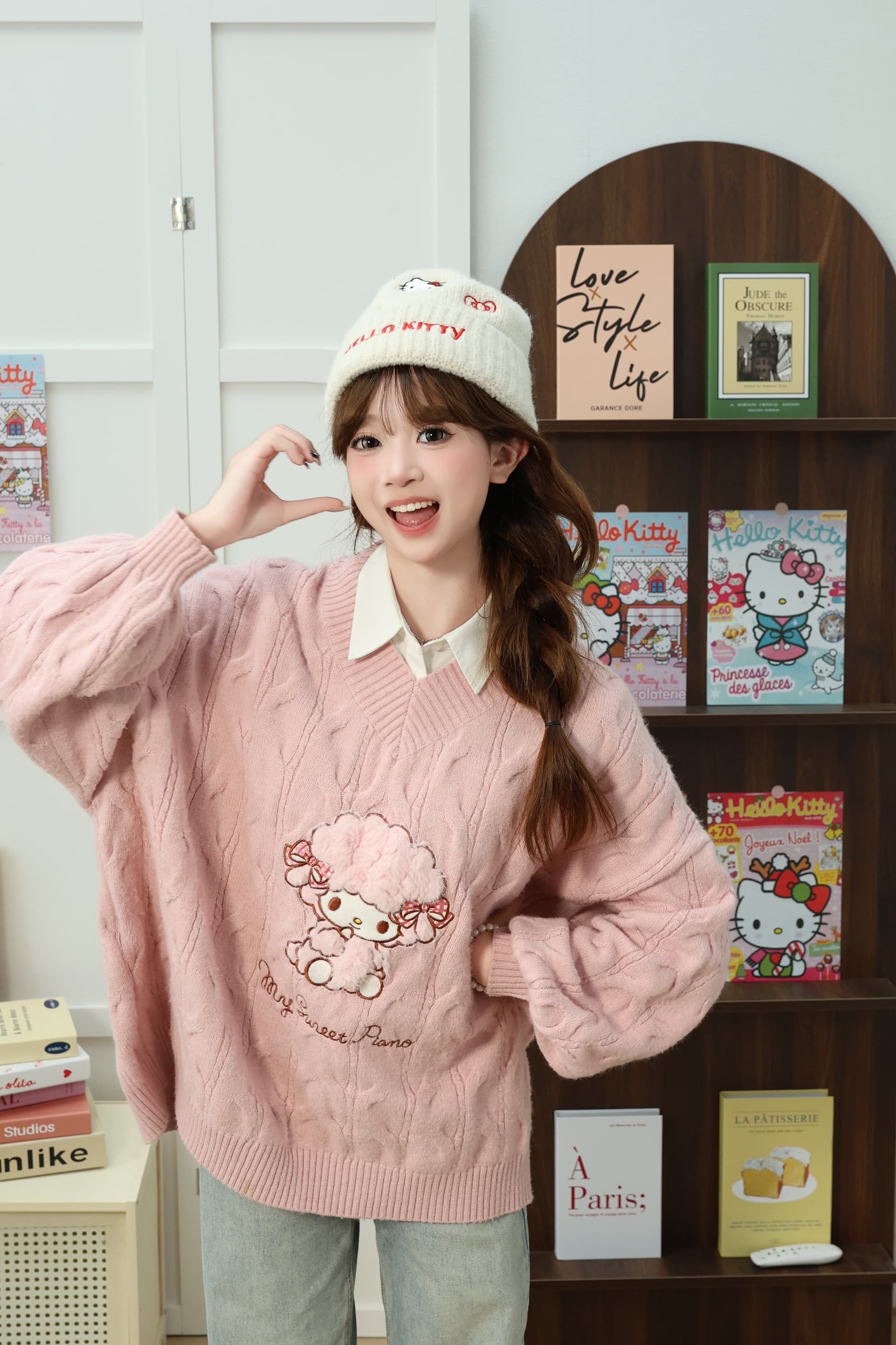 Шапка Санрио Hello Kitty Полиэстеровая Шапка-бини Женская - изображение 6