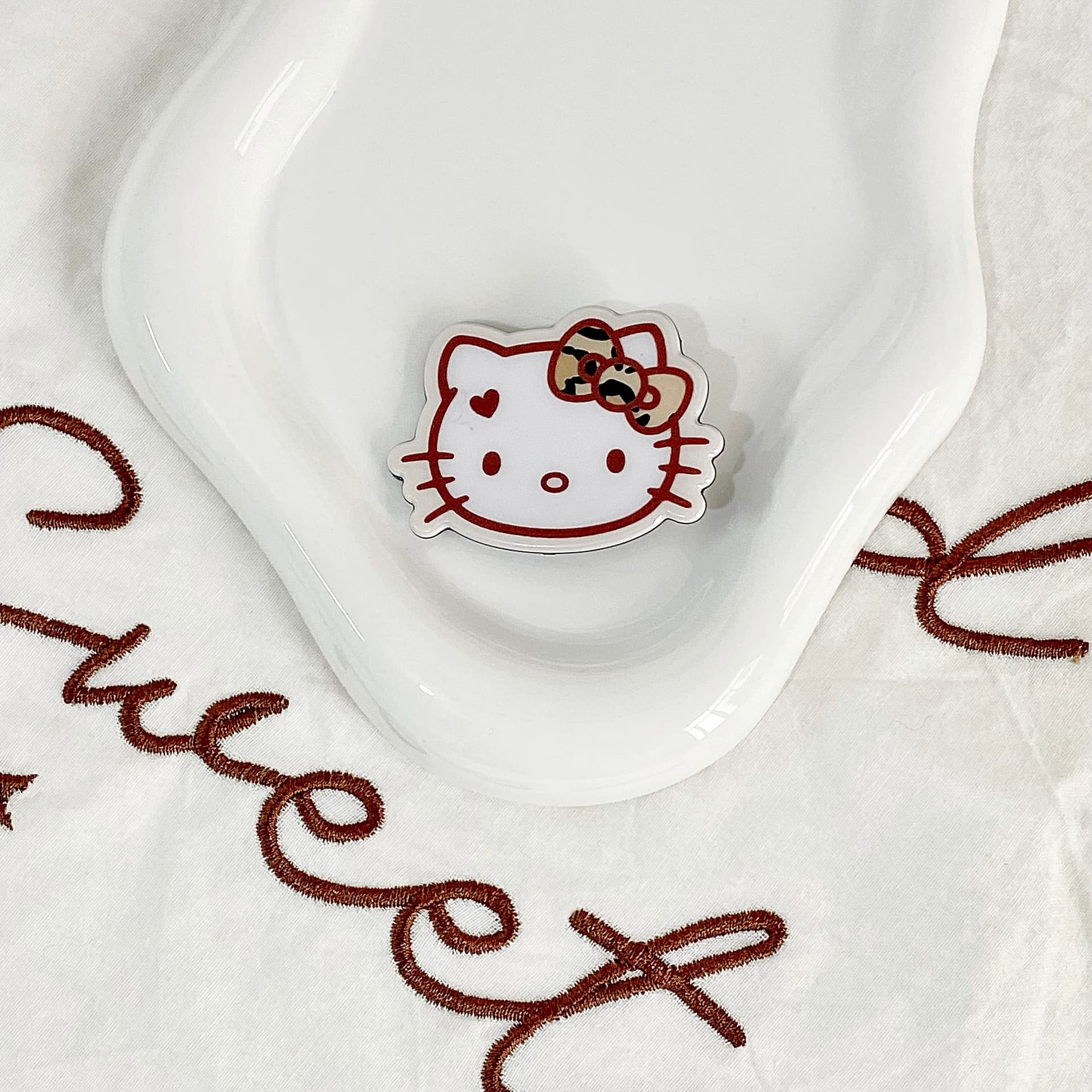 Заколка Sanrio Hello Kitty Леопардовый принт Кофейный Бант Мультяшный рисунок Заколка для волос - изображение 3