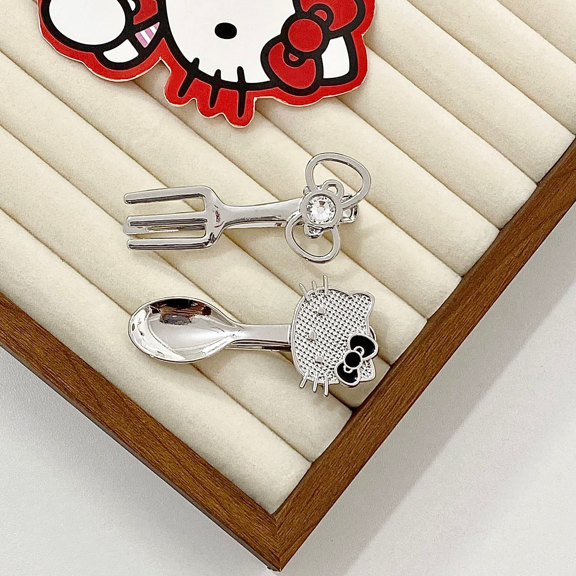 Заколка Sanrio Хелло Китти Серебристый заколки для волос с мультяшным рисунком - изображение 5