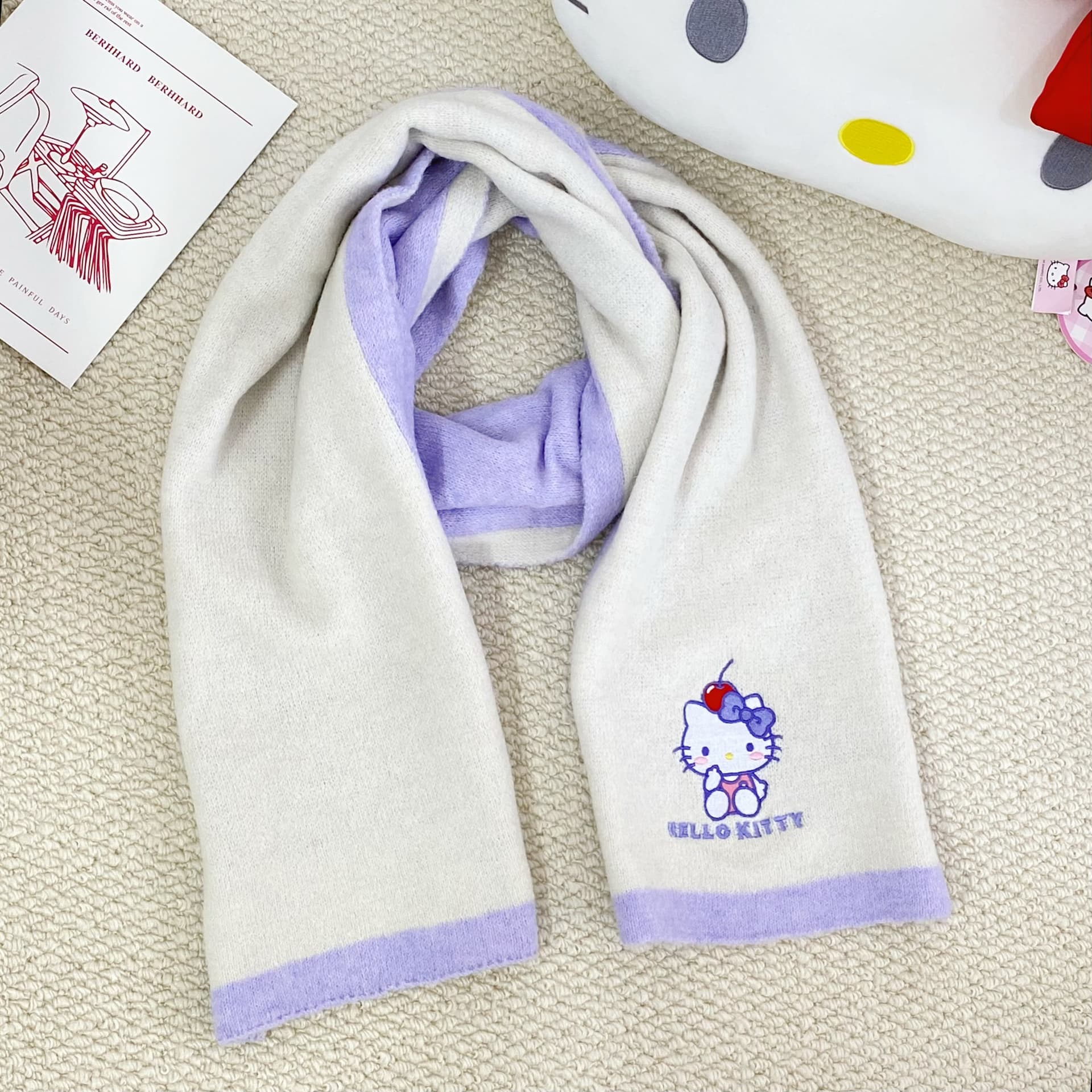 Шарф Sanrio Hello Kitty Вязаные шарфы из смешанной шерсти для женщин - изображение 3