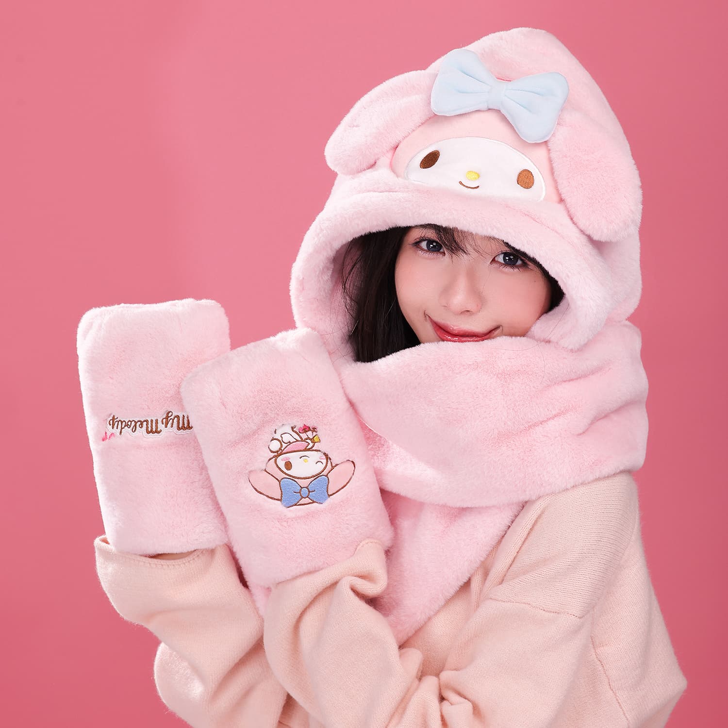 Sanrio My Melody Полиэстер Волокно Капюшоны и Плюшевые Шапки Унисекс - изображение 3