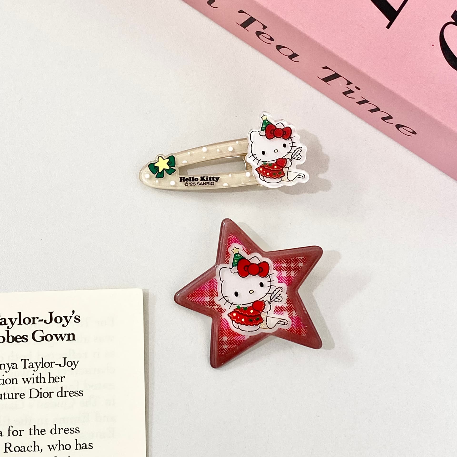Заколка Sanrio Hello Kitty Мультяшный рисунок Милый и симпатичный Заколка для волос Акрил Женский - изображение 3